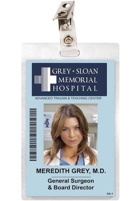 Meredith Grey Id Badge Printable